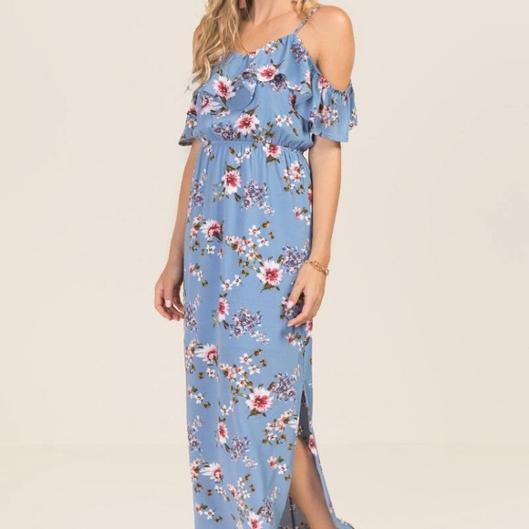 Floral cold shoulder maxi dress - Picture 4 of 4